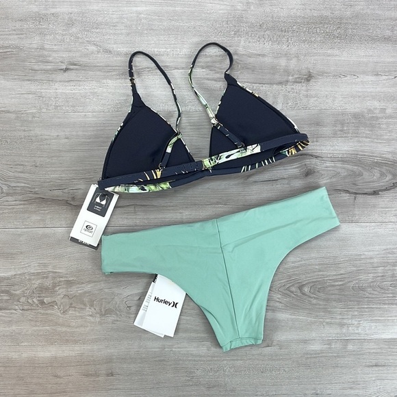 ☀️HURLEY☀️HURLEY☀️PALMETTO FIXED TRI HIPSTER SURF BOTTOM BIKINI SET - Picture 10 of 16